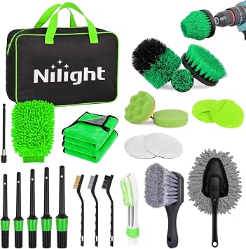 Nilight 27PCS Car Detailing Kit for Interior Exterior Car Care, Green