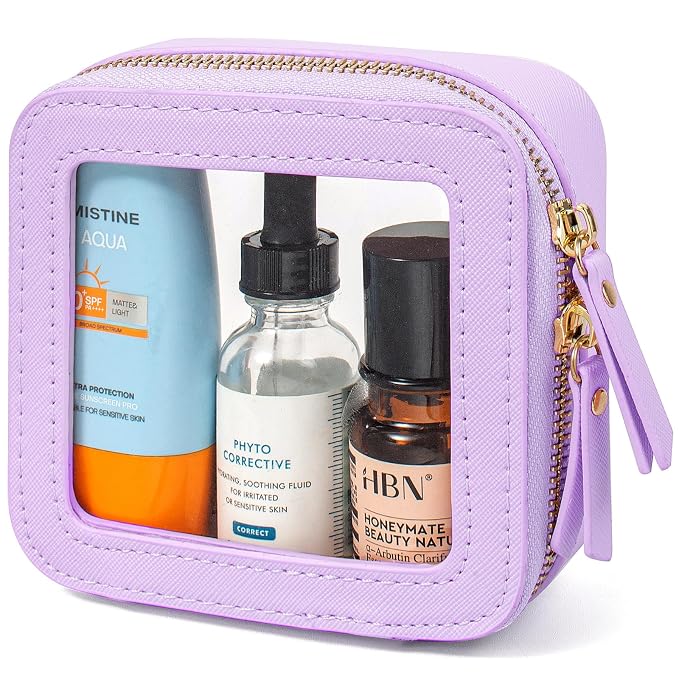 LETGO Clear Makeup Bags, TSA Approved Toiletry Bag with Zipper, Mini Clear Makeup Organizer Fit Carry-on Travel Essentia