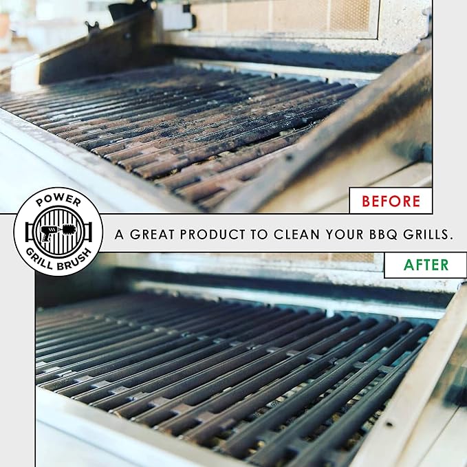 Power Grill Brush - Grill Brush 5 Piece BBQ Cleaning Kit - Nylon Safe Bristle, Wire Free, Safe for All Grates Stainless Steel, Porcelain, Charcoal Smoker Grill Cleaner Scraper, Accessories Outdoor