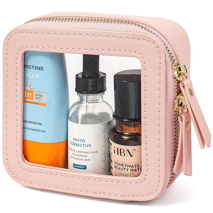 LETGO Sunscreen Makeup Bags for Beach, TSA Approved Toiletry Bag with Zipper,Mini Clear Comestic Bag Car Organizer Trave
