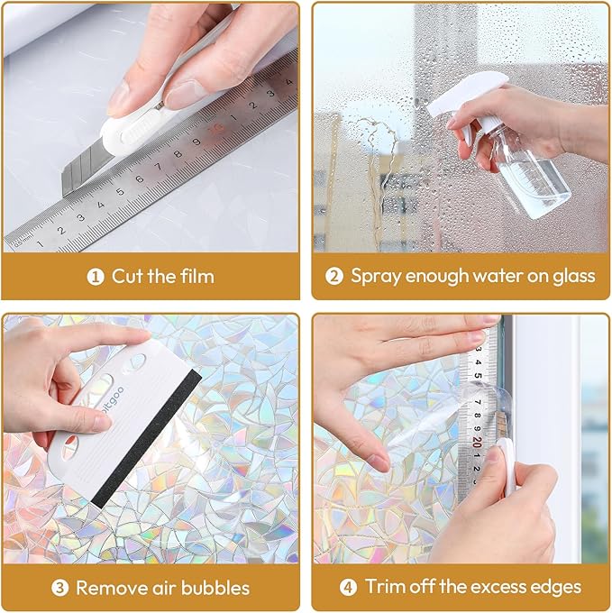 rabbitgoo Window Tint Kit, 3 Pcs Window Privacy Film Installation Tools Set, Includes Suede Squeegee, Utility Knife & 120ml Adjustable Spray Bottle for Car Tints, Privacy Film, Wallpaper Application