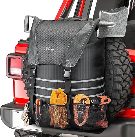JOYTUTUS Spare Tire Trash Bag, Fits 40" Tire 31 Gallons Overland Series Larger Capacity Cargo Spare Tire Storage Bag, Of