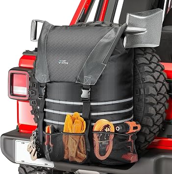 JOYTUTUS Spare Tire Trash Bag, Fits 40" Tire 31 Gallons Overland Series Larger Capacity Cargo Spare Tire Storage Bag, Of