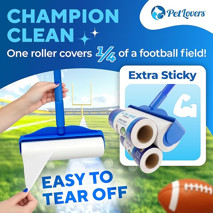 PetLovers Extra Sticky Floor Lint Roller 4 Pack of Refills Only - No Handles Included - 100 Sheets Per Refill 400 Sheets Total