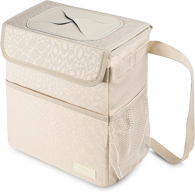 SIBOFUEGO Cute Car Trash Can with Lid, Collapsible, Leak-Proof, 2 Gallon