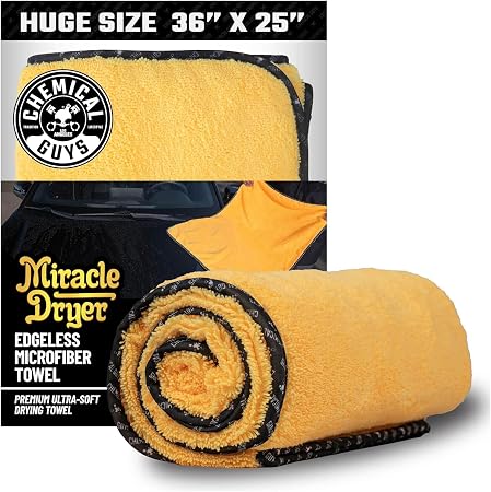 Chemical Guys, Large Microfiber Drying Towel for Cars, 36 x 25 in, Yellow