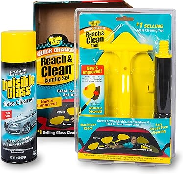 Invisible Glass 99031 Reach & Clean Glass Windshield Cleaner Tool Combo Kit With Premium Aerosol Glass Cleaner, Extendab