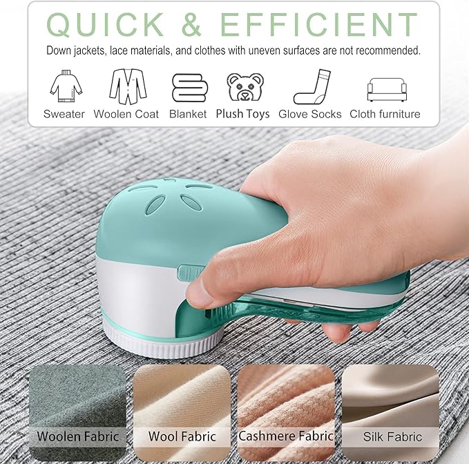 Lint Remover Electric, Bobble Remover Rechargeable with 1 Spare Shaving Blade, Portable Fabric Fluff Shaver