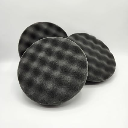 Buff and Shine 6" Black Soft Foam Convoluted Polishing Pad, Final Finishing, Rotary, 3 Pack