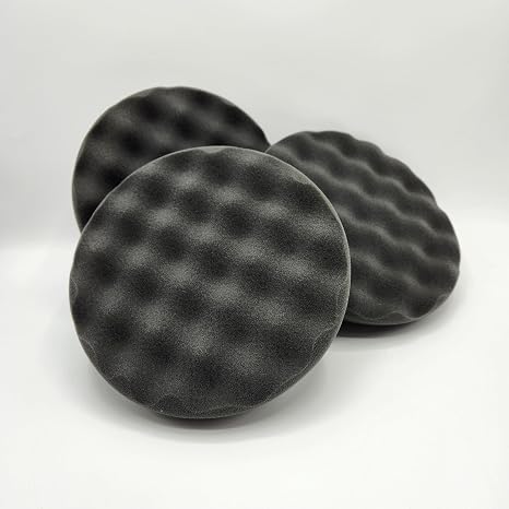 Buff and Shine 6" Black Soft Foam Convoluted Polishing Pad, Final Finishing, Rotary, 3 Pack