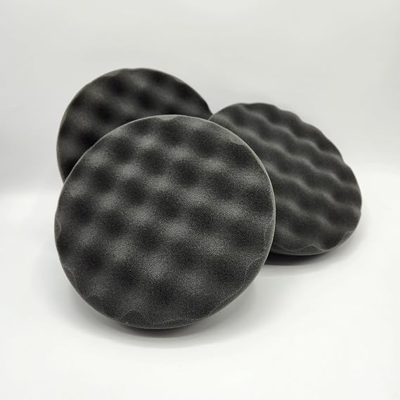 Buff and Shine 6" Black Soft Foam Convoluted Polishing Pad, Final Finishing, Rotary, 3 Pack