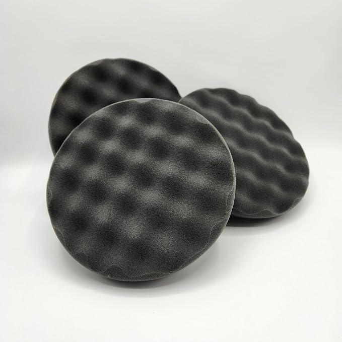 Buff and Shine 6" Black Soft Foam Convoluted Polishing Pad, Final Finishing, Rotary, 3 Pack