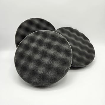 Buff and Shine 6" Black Soft Foam Convoluted Polishing Pad, Final Finishing, Rotary, 3 Pack