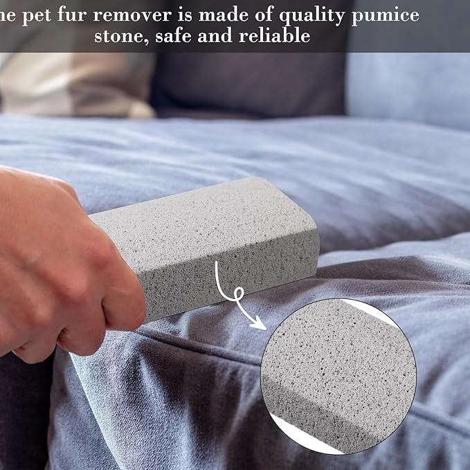 Loopeer 2 Pcs Pet Hair Remover Pumice Stone for Dog Cat Hair Removal Cleaning Pet Fur Stone 6 Inch Dog Fur Cleaning Tool for Car Interior Bedding Carpet Couch Furniture(3.74 x 2 x 1.6 in)