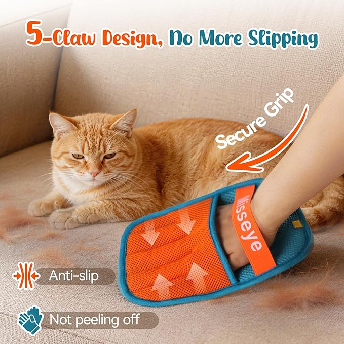 2026 Upgraded Reusable Electrostatic Pet Hair Glove，2 Pack Pet Hair Removal Glove for Dogs & Cats，Magic Brush Pet Hair Remover Tool for Clothing, Couch, Carpet, Car Seats