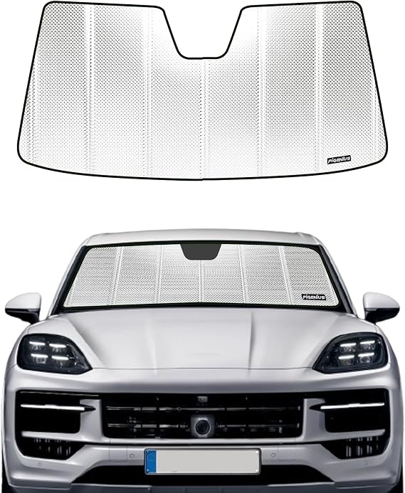 Pigenius Windshield Sun Shade for 2019-2024 Porsche Cayenne. Front Window Sunshade with Storage Bag