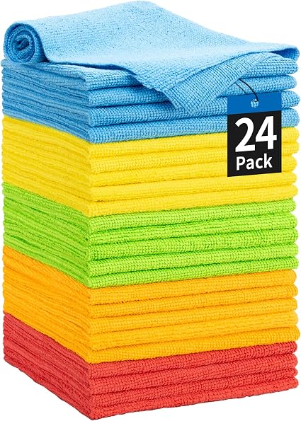 Microfiber Towels for Cars, 24 Pack Microfiber Cleaning Cloths, 11.5"*11.5" Cleaning Rags Towels Bulk Absorbent Lint-Fre