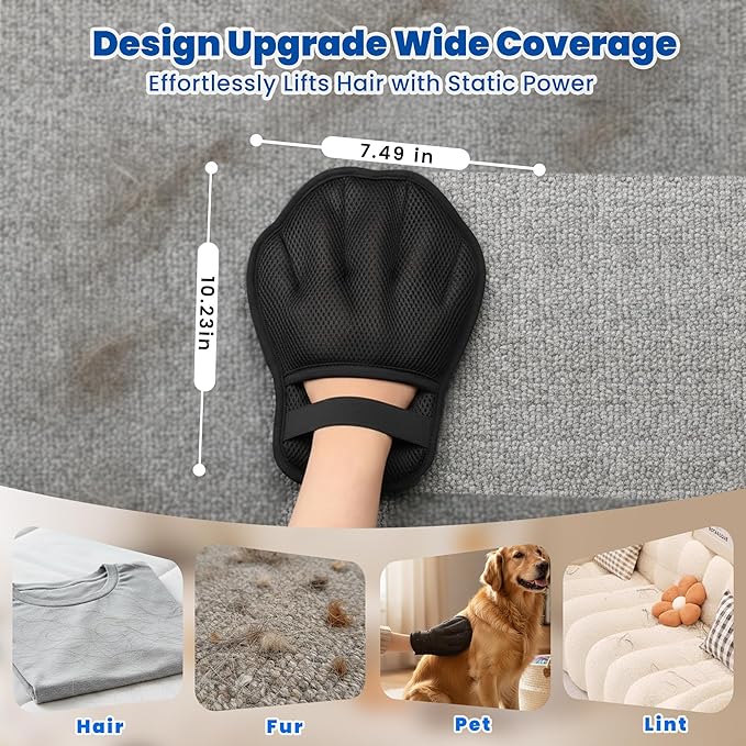 Pet Hair Removal Gloves, Reusable Electrostatic Pet Removal Gloves for Cats & Dogs, Magic Brush Pet Hair Remover Tool for Couch, Carpet,Laundry,Sofa