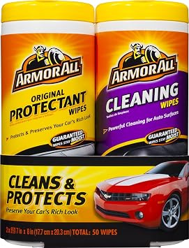 Armor All Car Interior Cleaner Protectant Wipes - Cleaning for Cars And Truck And Motorcycle, 25 Count (Pack of 2), 1084