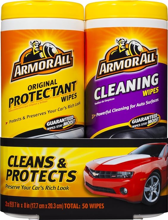 Armor All Car Interior Cleaner Protectant Wipes - Cleaning for Cars And Truck And Motorcycle, 25 Count (Pack of 2), 1084