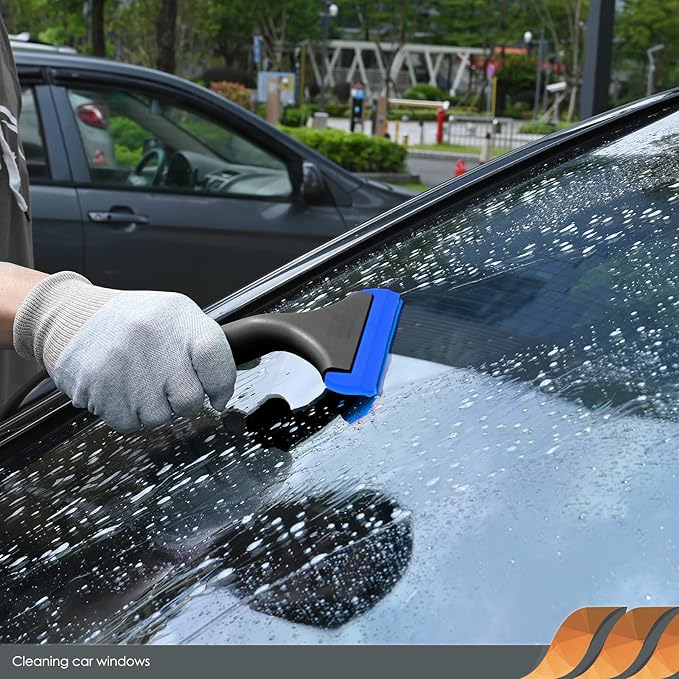 EHDIS 6'' Small Silicone Squeegee 5-inch Handy Small Rubber Window Shower Squeegee Auto Water Blade for Car Windshield, Window, Mirror, Glass Door, Ice Snow Removal Scraper Tool (Blue and Orange)
