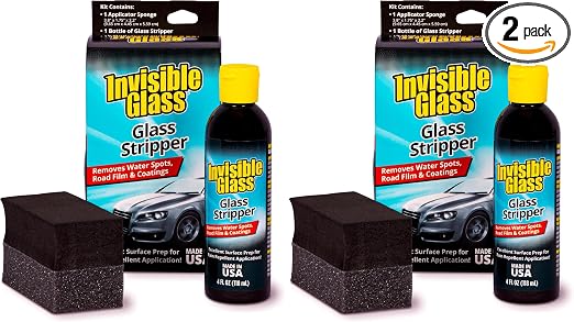 Invisible Glass 91411 Glass Stripper – Hard Water Spot Remover – Strips Coatings, Waxes, Oils & Road Film – Preps Windsh