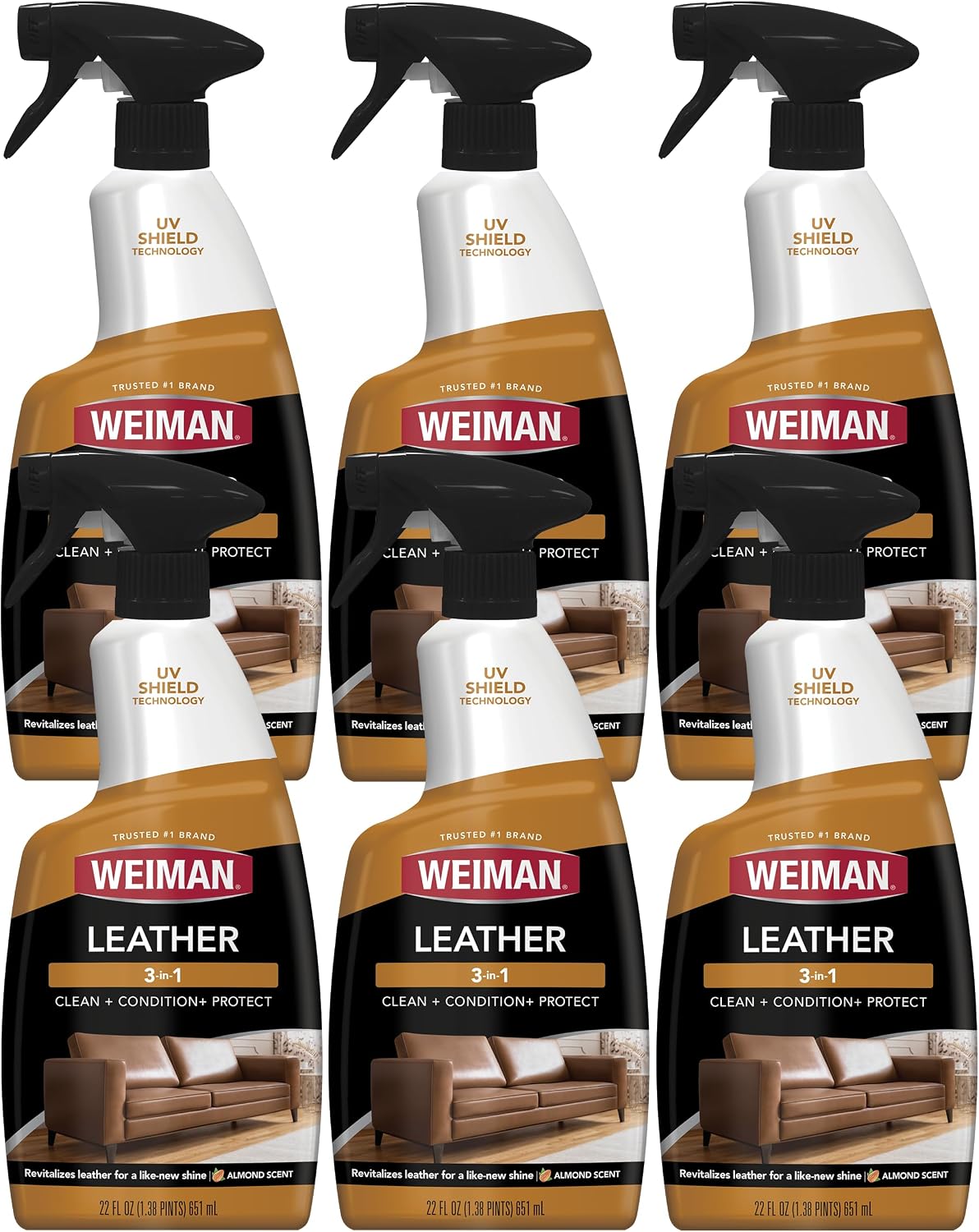 Leather Cleaner, Conditioner & Protector, 6 Pack, Car Interior