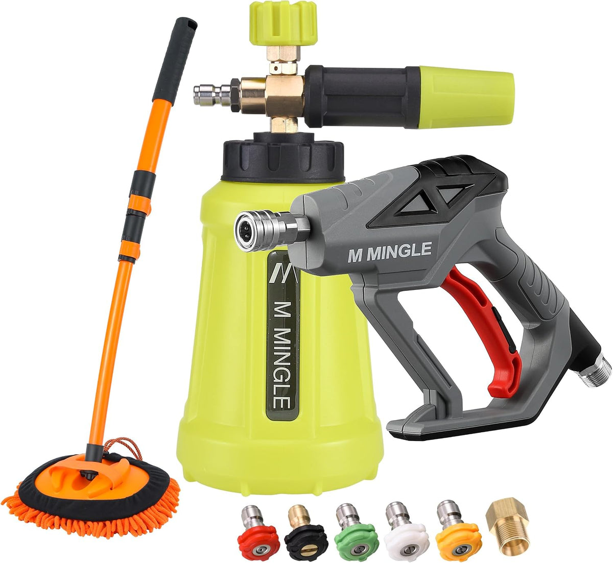 Pressure Washer Foam Cannon Kit, Car Wash Brush with Long Handle