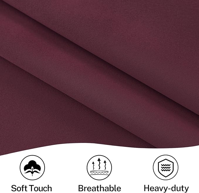 Vatge Christmas Wine Red Blackout French Door Curtains - Door Curtains for Glass Door and Bedroom Door, 1 Panel, W54 x L72, Burgundy