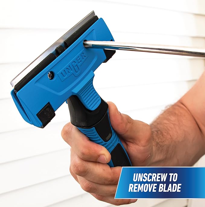 Unger Professional Connect and Clean 4" All-Purpose Scraper, Window, Glass, and Floor Scraping Tool Supplies, Adhesive Removal, Gum, Stickers, Paint Removal, Dual-Sided Blade