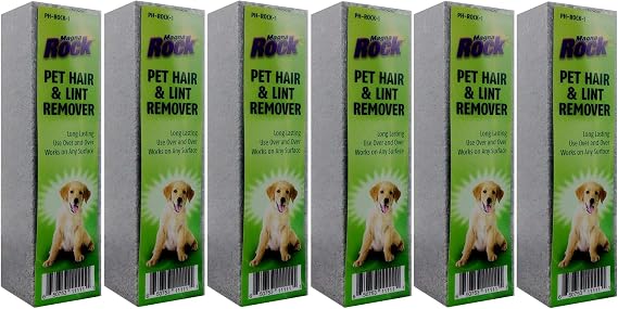 HI TECH Magna Rock Pet Hair Remover 6 Pack – Dog & Cat Fur Remover for Car Interiors, Upholstery & Furniture – Eco-Frien