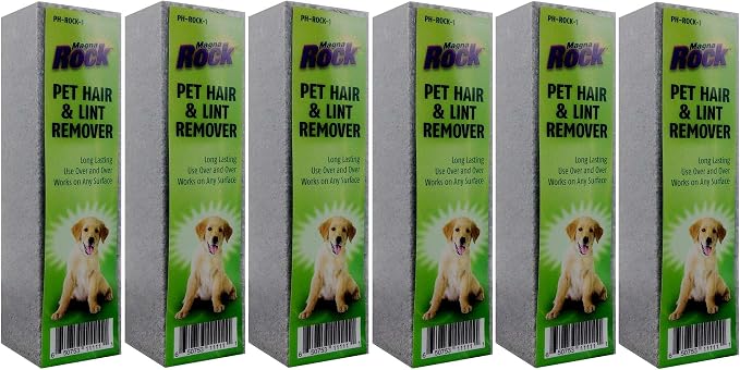 HI TECH Magna Rock Pet Hair Remover 6 Pack – Dog & Cat Fur Remover for Car Interiors, Upholstery & Furniture – Eco-Frien