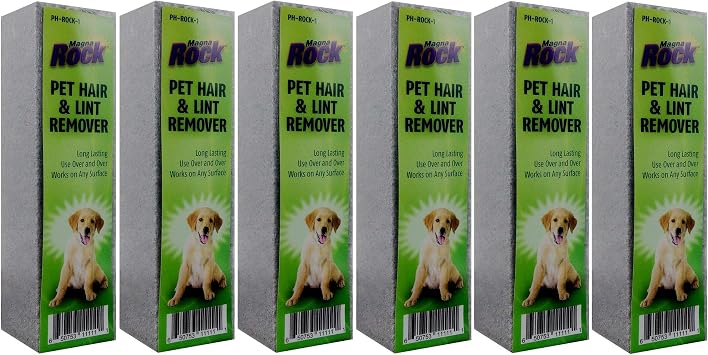 HI TECH Magna Rock Pet Hair Remover 6 Pack – Dog & Cat Fur Remover for Car Interiors, Upholstery & Furniture – Eco-Frien