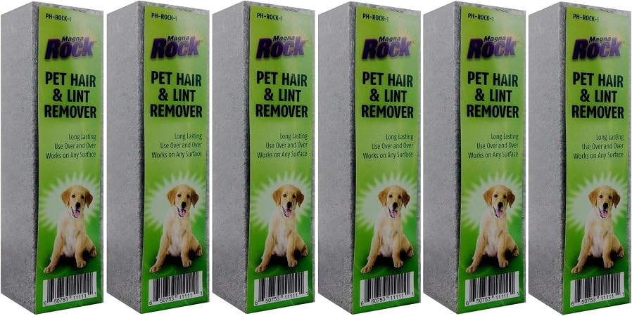 HI TECH Magna Rock Pet Hair Remover 6 Pack – Dog & Cat Fur Remover for Car Interiors, Upholstery & Furniture – Eco-Frien