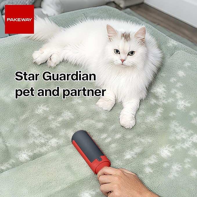 PAKEWAY 2 Pack Pet Hair Remover for Couch & Carpet, Reusable Lint Roller with Self-Cleaning Base, Dog & Cat Fur Remover, Portable Hair Removal Tool