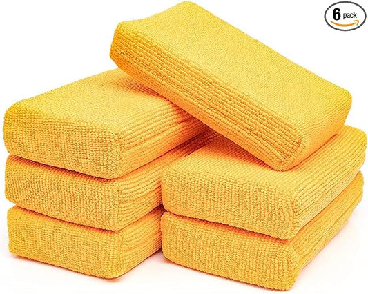 The Rag Company - The Pearl Microfiber Detailing Applicator Sponges (6-Pack) Versatile Detailing Tool, Excellent for Applying Wax, Sealants, Coatings and Other Automotive Products, 3in x 5in, Orange