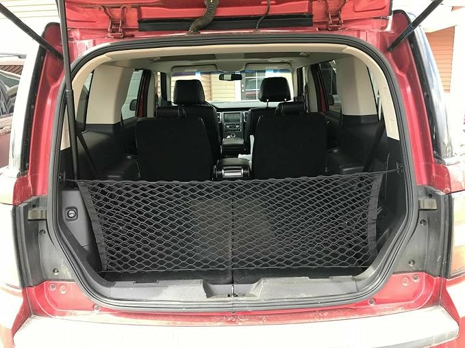 Rear Trunk Organizer Cargo Net for Ford Flex 2009-2020 – Envelope Style Cargo Net for SUV - Premium Mesh Elastic Car Tru