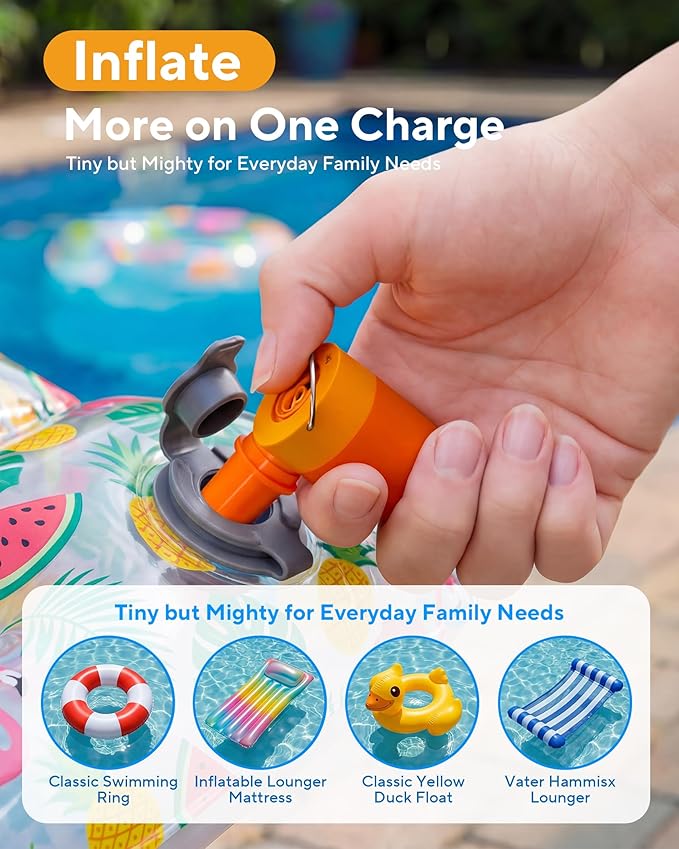 MKARMATER 1.69oz Ultra-Mini Portable Air Pump for Pool Floats & Air Mattress, Quick Wireless Inflator & Deflator for Vacuum Storage Bags, Tiny Rechargeable Electric Pump for Camping