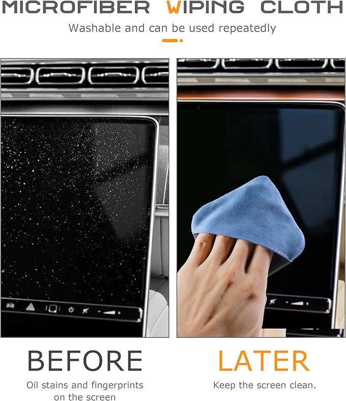 SCUARI Car Screen Cleaner,Touch Screen Cleaner for Car,Car Accessories Car Screen Wipes,Foldable Car Screen Cleaner Cloth,Square Microfiber Screen Cleaning Pad,Fits Car Dashboard LCD Display (Blue)