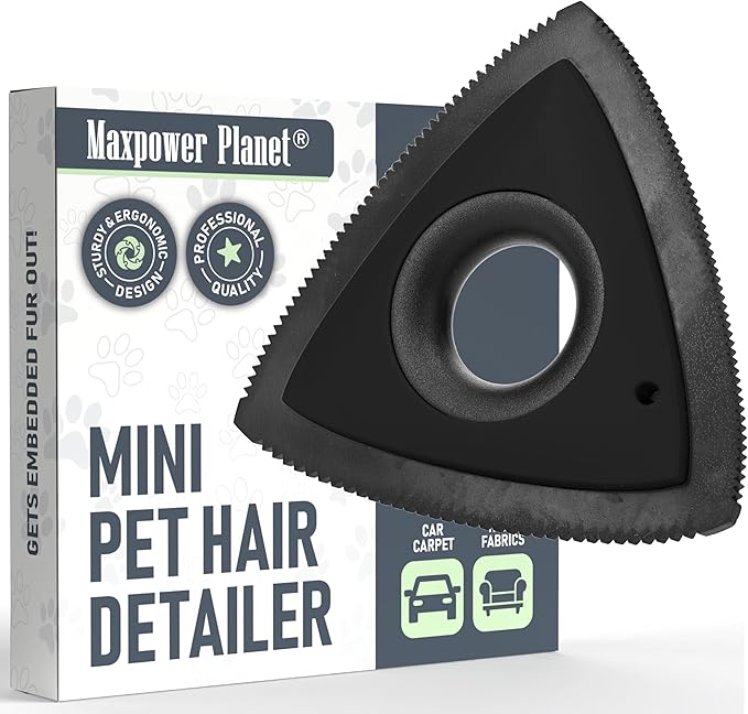 Maxpower Planet Dog Hair Remover, Reusable Fur Remover for Car Carpet, Cleaner Truck Detailing, Easy Use Car Detailing Mini Hair Removal Tool, Pet Removal Tool for Pet Fur (Black)