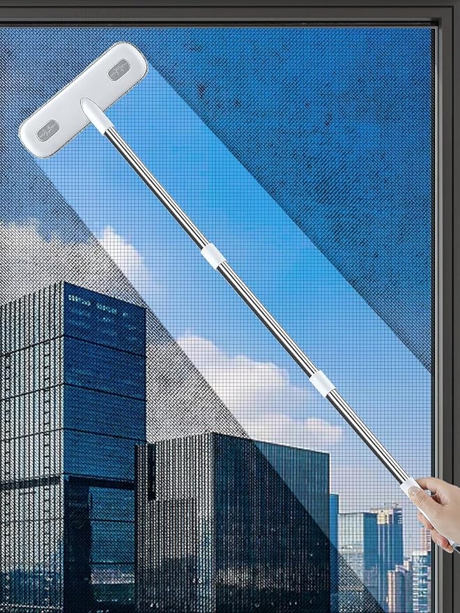 IMHO Cleaning Brush for Window Screen, Screen Cleaner Tool, 2 in 1 Mesh Screen Cleaning Brush, Small Brush for Patio, Door, Porch Screens, White &Grey Brush Cleaners for Screen