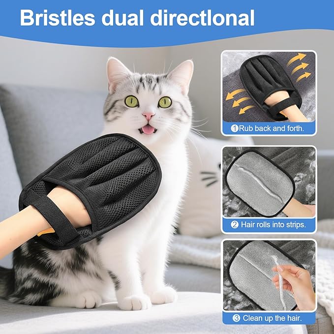 Pet Hair Removal Glove for Cats & Dogs, Upgraded Five-Finger Electrostatic Pet Hair Glove, Reusable Magic Brush Pet Hair Remover Tool for Laundry, Couch, Carpet, Car Seat