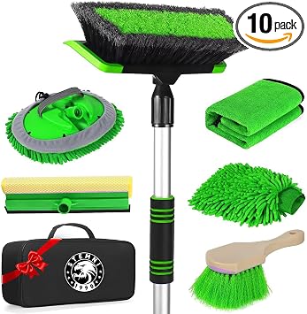 Car Wash Kit, 62'' Car Wash Brush with Long Handle, Soft Bristle Scratch-Free Car Detailing Brush Cleaning Kit, with Was
