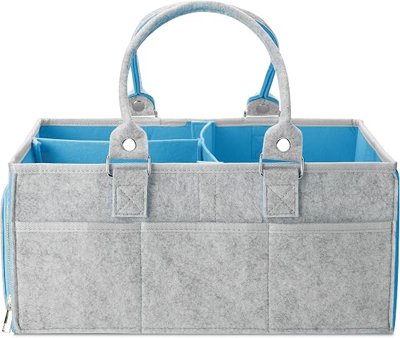 Mr. Pen- Baby Diaper Caddy Organizer, Gray, Blue Inside