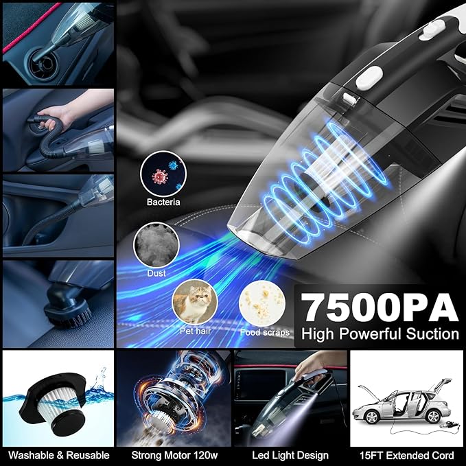 40Pcs Car Wash Detailing Kit Cleaning Kits with Foam Gun Sprayer Vacuum with Long Cord Drill Brush Large Wash Mitt Towels Complete Interior Exterior Car Washing Supply Set Black