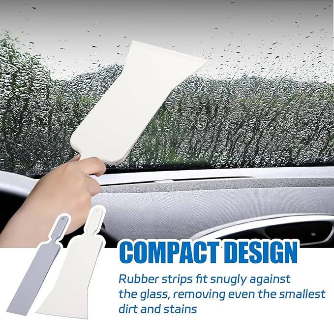 Hovom 2PCS Car Bulldozer Squeegee, Long Handle Tint Tools, Scrubber Bulldozer Squeegee for Car Window Cleaning/Vinyl Wrap/Snow Frost Ice Removal, Auto Flat Glass Tint Squeegees (2PCS: Gray+White)