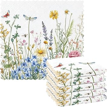 Kcldeci Colorful Herbs and Flowers 6 Pack Dish Cloths for Washing Dishes Kitchen Dishcloth Microfiber Dish Towel Rags Ab