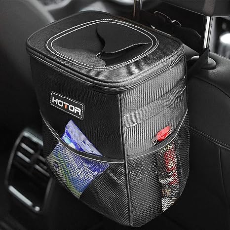 HOTOR Car Trash Can, Leakproof Car Organizer, 2-Gallon, Black