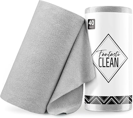 Fantasticlean Microfiber Cleaning Cloth Roll- 40 Sheets, 12" x 12" (Grey)