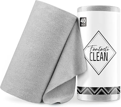 Fantasticlean Microfiber Cleaning Cloth Roll- 40 Sheets, 12" x 12" (Grey)